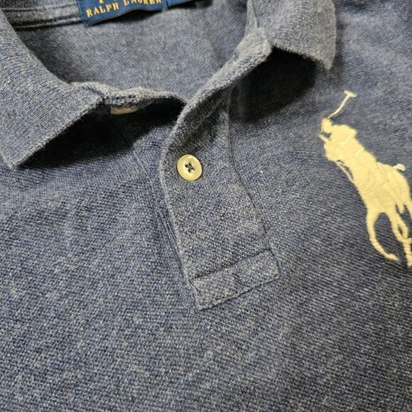 Polo Ralph Lauren Pony Logo Shirt No. 3 Boys Size 6 Heather Blue White Cotton - Picture 3 of 7